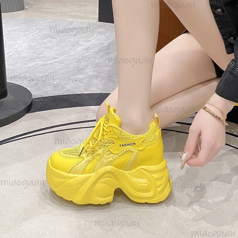 Sewing Garment - Women's Mesh Breathable Chunky Platform Sneakers