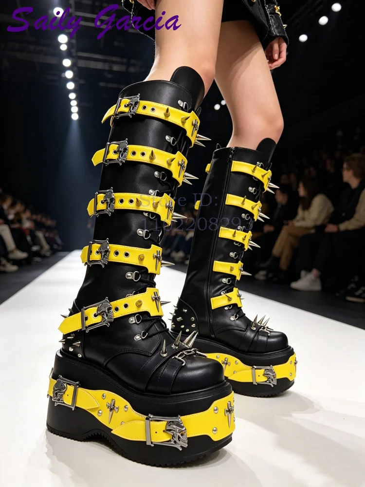 Skull Rivet Punk Knee-high Boo - Sewing Zipper review and price