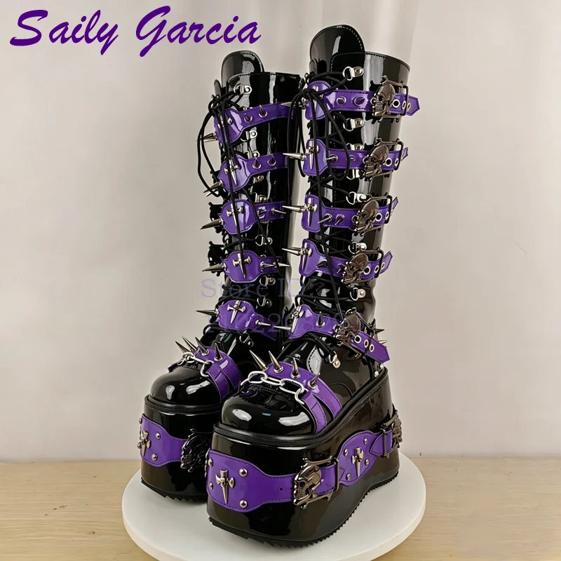 Skull Rivet Punk Knee-high Boo - Sewing Zipper review and price