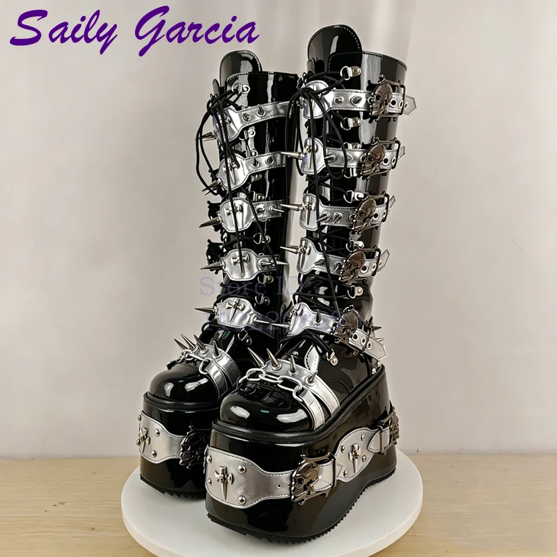 Skull Rivet Punk Knee-high Boo - Sewing Zipper review and price
